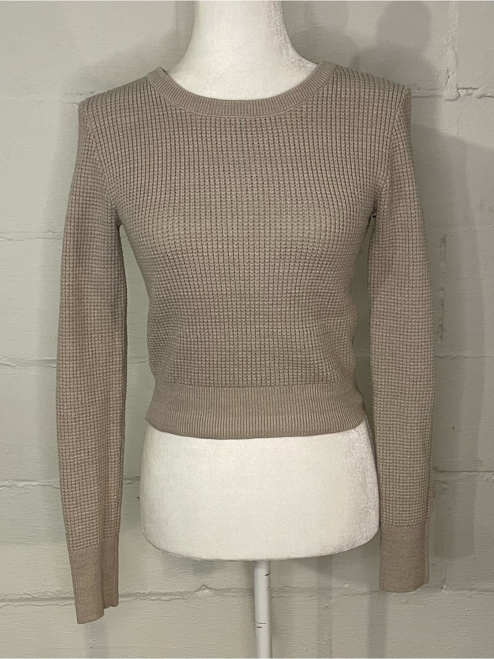 Garage Taupe Waffle Knit Long Sleeve Top